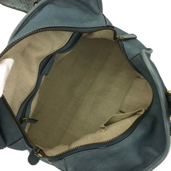 Authentic GUCCI Blue/Green Nubuck Leather Tote Satchel Bag - Picture 9 of 11